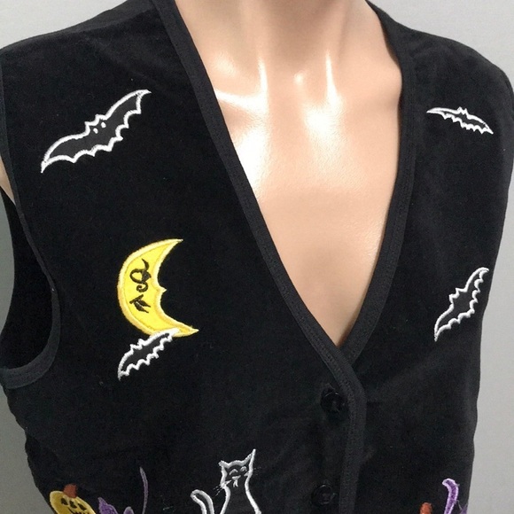 Victoria Jones Halloween Vest Kitsch Pumpkins Bats - Picture 3 of 6